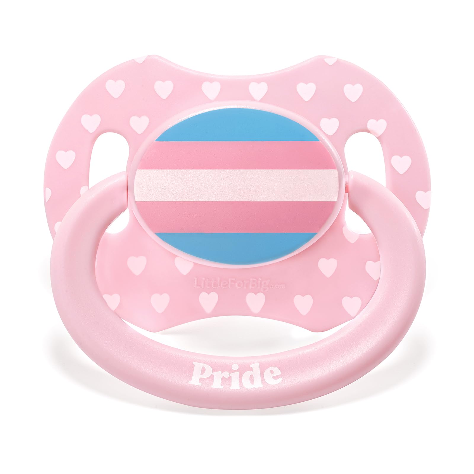 LittleForBig Bigshield Generation-II Adult Sized Printed Pacifier Trans Pride Pattern Pink