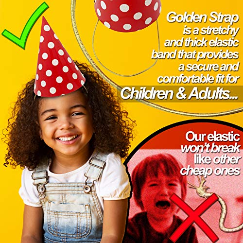 Kids Birthday Party Hats - Fully-Assembled CARDSTOCK - Red Paper Cones Polka Dot Hat