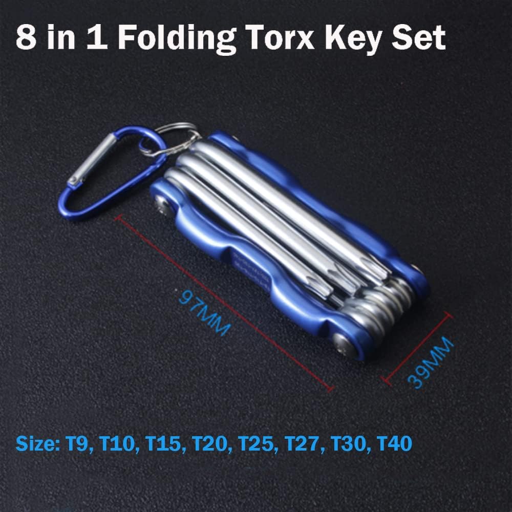 Utoolmart Torx Key Set, 8 in 1 Folding Torx Combination Wrench Set Repair Tool for Torx Head Socket Screw Sizes Include T9-T40