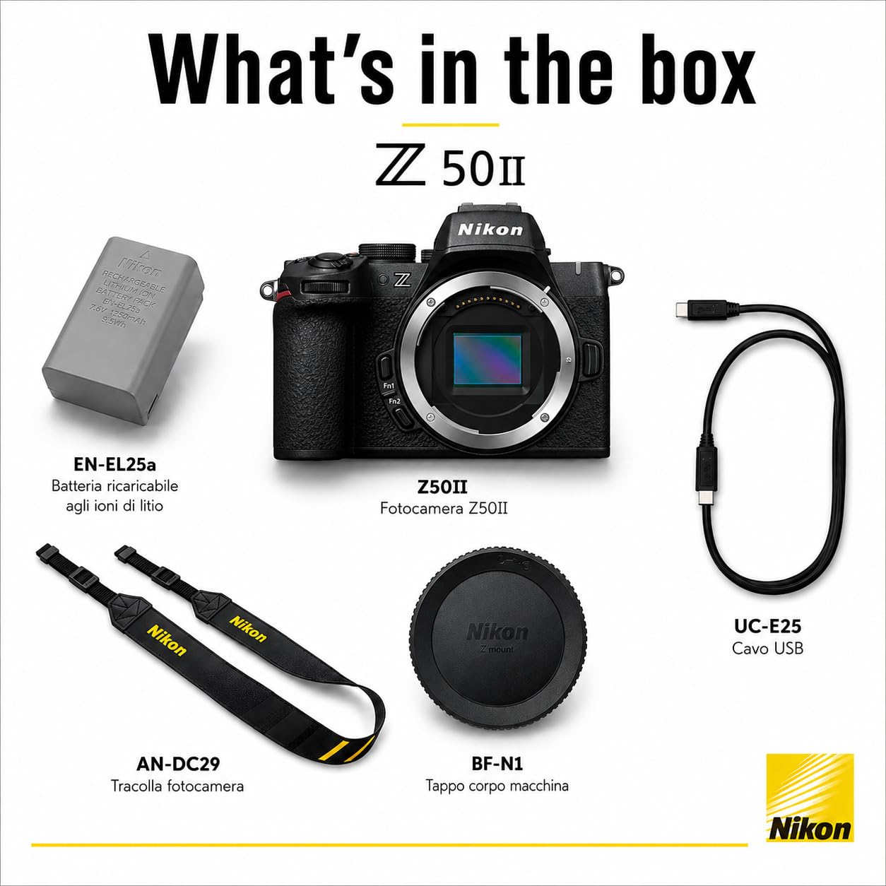 Nikon Z50II, NIKKOR Z DX 16-50+50-250, Lexar SD128GB, Fotocamera Mirrorless, CMOS 20.9MP, Processore EXPEED7, AF, Mirino Elettronico EVF, LCD 3.2', Video 4K [Nital V.I.P.: 6 anni di garanzia]