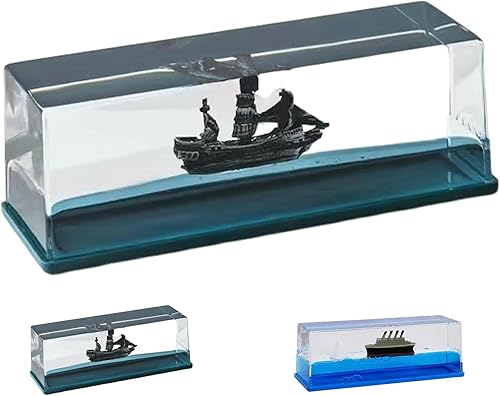 Miniatura 8 de Botella líquida líquida de deriva de barco pirata, pisapapeles de onda líquida Titanic, decoración de escritorio, perla negra, barco pirata,