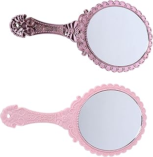 FOMIYES 2pcs Portable Lace Mirror Small Oval Mirror Makeup Vanity Mirror Mini Magnatiles Mini Hand Mirror Hand Mirrors with Handle Makeup Hand Mirror Face Makeup Mirror Women Makeup Mirror