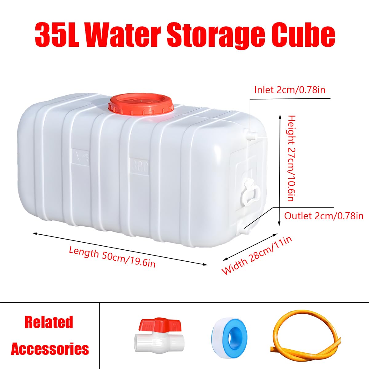 Water Bucket Calidad Alimentaria 25L/35L/50L/80L/110L/200L Bidones De Agua con Grifo，Senderismo Camping Picnic Travel BBQ Tanques De Almacenamiento De Agua Domésticos(Size:35L)