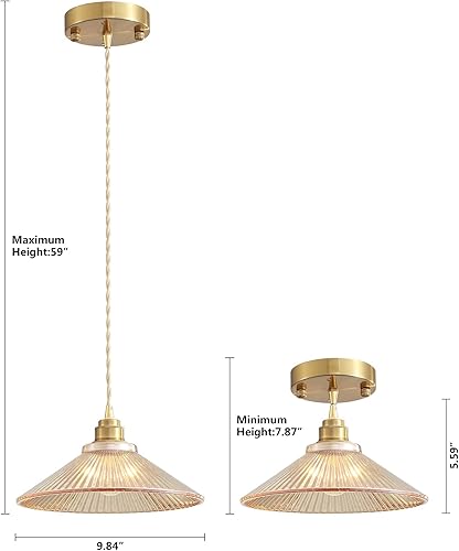 Miniatura 4 de Lámpara colgante para isla de cocina, moderna lámpara colgante para comedor, luces colgantes ajustables con pantalla de vidrio para dormitorio,