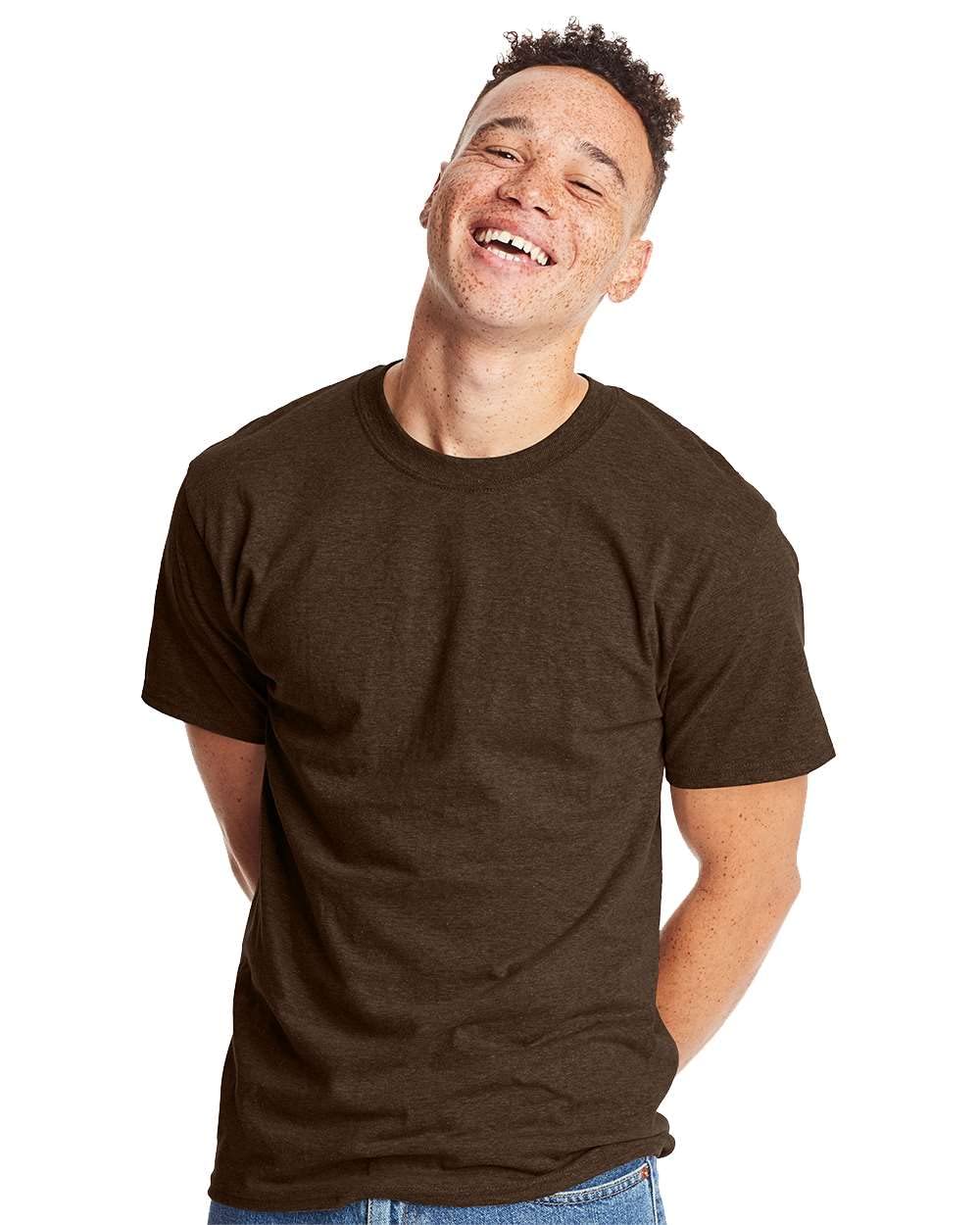 Hanes Unisex Heather Brown Men's Big-Tall Beefy-T Tall T-Shirt-B, 3XL