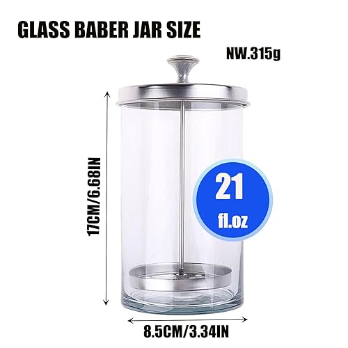 Miniatura 4 de Tarro esterilizador de peluquero para herramientas de uñas, tarro de remojo desinfectante de vidrio de 21 onzas, tarro de limpieza de barbero