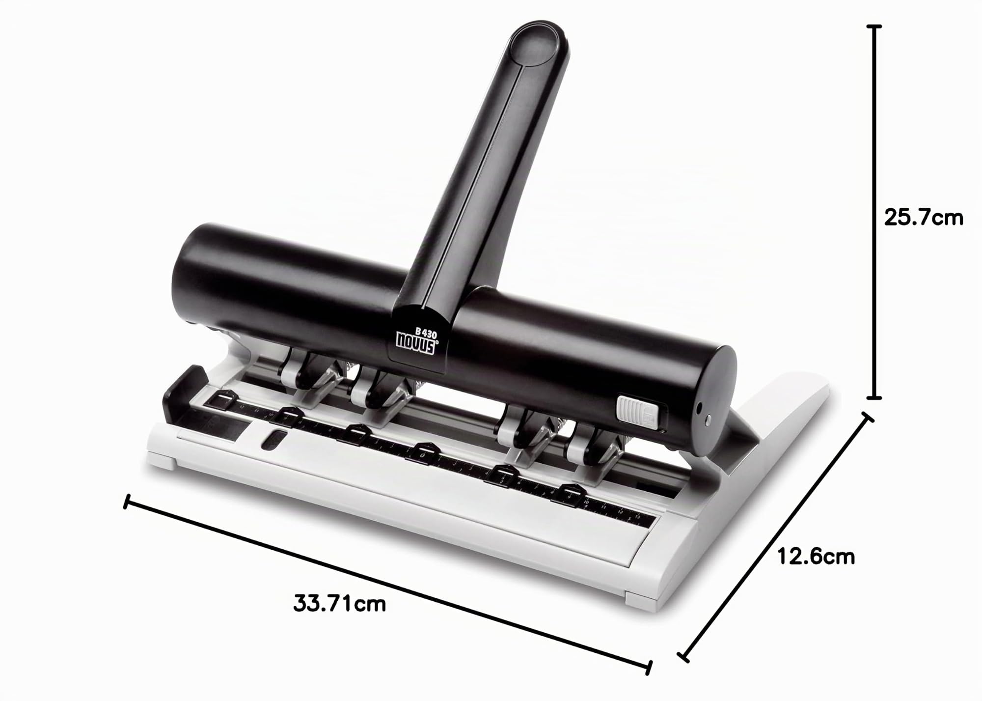 Novus B 430 - Perforatrice a punzonatura multipla, in metallo, 4 intervalli regolabili di distanza tra i fori