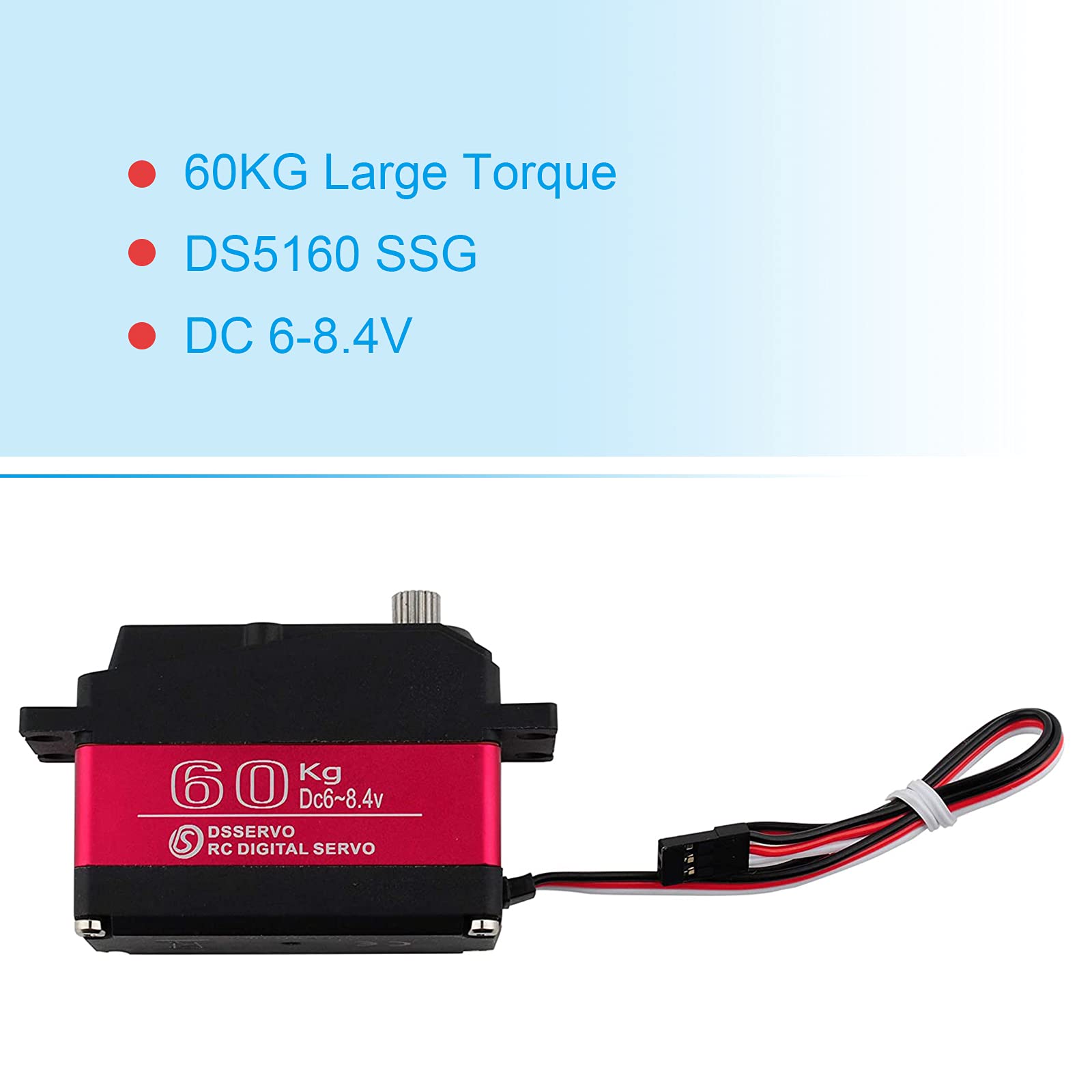 RUIZHI 60KG RC Digital Servo DS5160 Metal Gear Coppia Elevata Impermeabileper High Torque Servo per 1/5 Redcat HPI Baja 5B SS RC Auto compatibile SAVOX-0236 LOSI XL 5T (180 °)