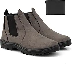 Bota Botina Chelsea Couro Camurça Confortável Dia A Dia Trabalho Segurança Ultra Leve + Carteira