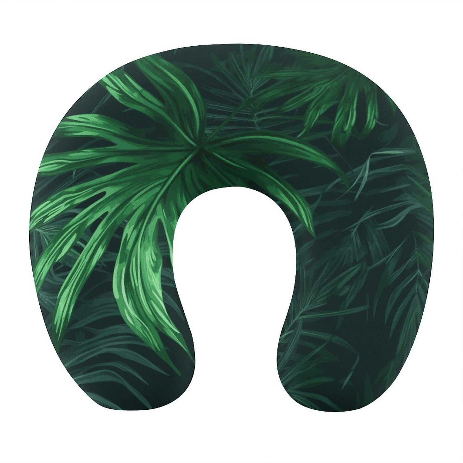 Btcowzrv Style Green Tropical Jungle Plant U Shaped Neck Pillow Travel Pillows