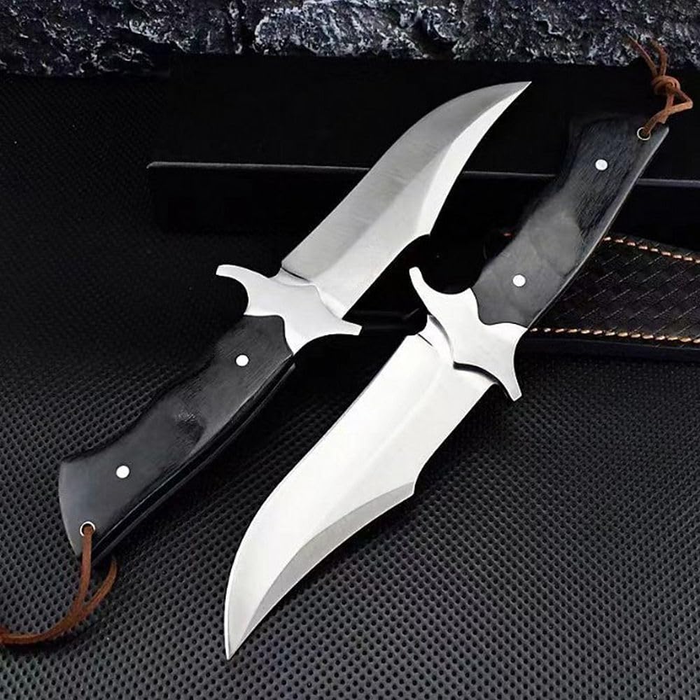 Genérico TEERMA JN6 Cuchillo Supervivencia Caza Monte bushcraft Camping Outdoor Campo - Con vaina cutánea, Se utiliza principalmente para la caza y el senderismo.