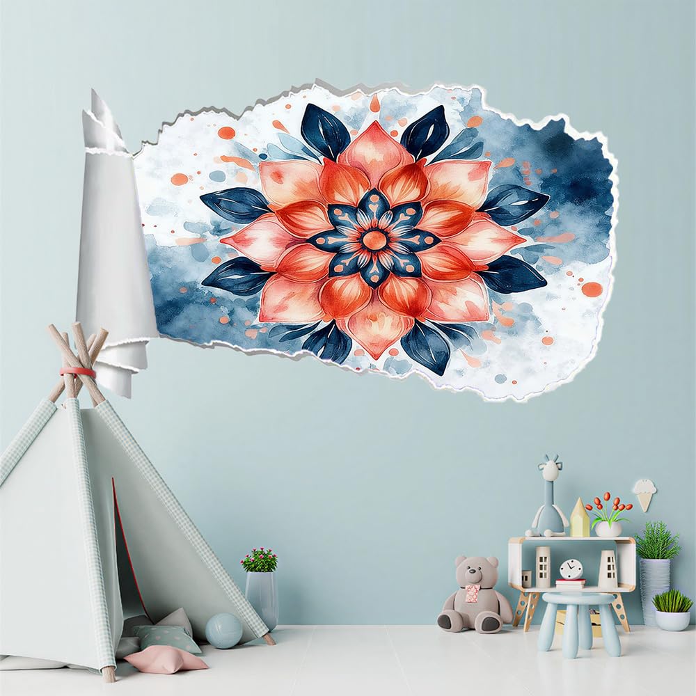 3D Durchbruch Wandtattoo Mädchen Kinderzimmer Stechapfelblüten Wandaufkleber Dekorative Bemalte Pflanzen Wandsticker für Junge Teenager Zimmer Wohnzimmer Schlafzimmer Wandbilder Deko