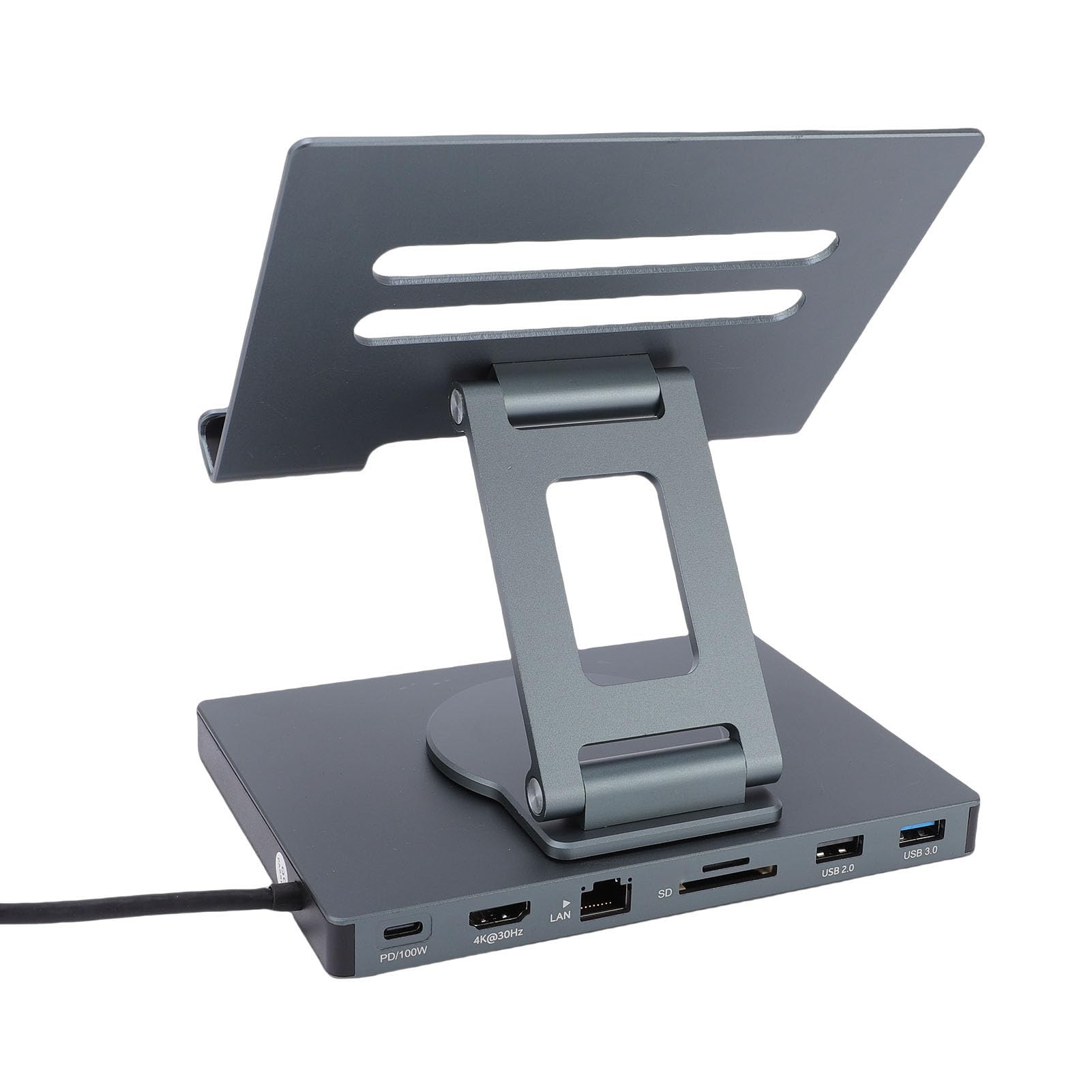 Podstawka ładująca USB C Hub 7 W 1, Podstawka do Laptopa z Obrotem 360, ładowanie PD 5 Gb/s 4K 30 Hz USB 3.0 100 W, Stacja Dokująca do Laptopa z Portem Gigabit Ethernet RJ45, Składana