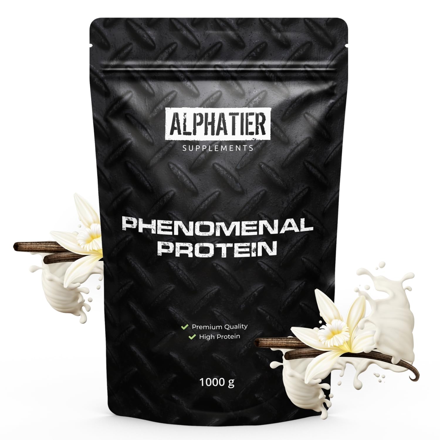 Alphatier Poudre de protéines végétaliennes - Vanille - Poudre de Protéine avec 80% de Protéines - Vanilla Protein Powder - Isolat de protéines de Soja - 1 kg