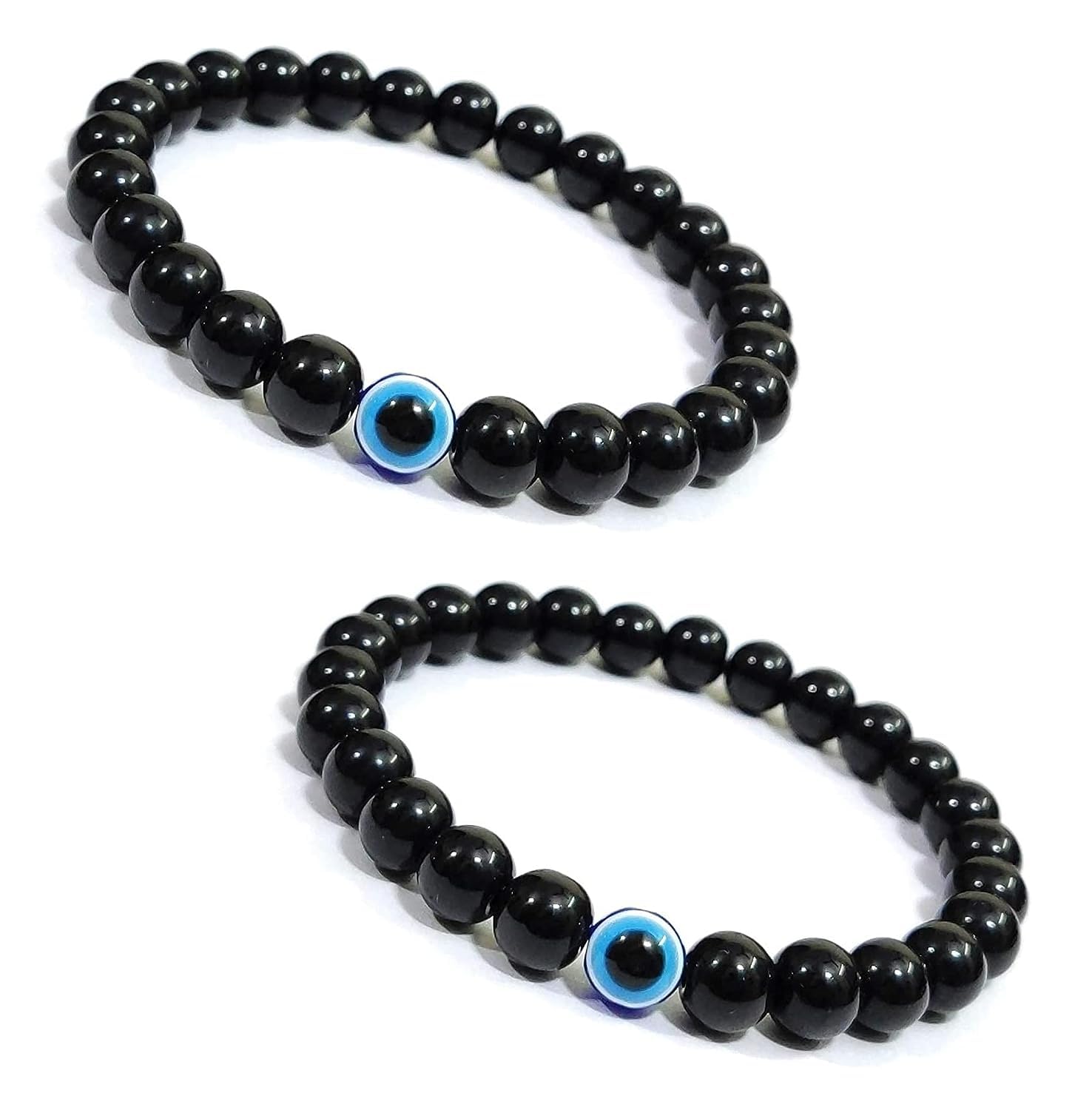 DEALNUT Strechable Free Size Black Beads Evil Eye Hand Bracelet/Black Tourmaline Bracelet/Healing Crystal Bracelet for Women and Men (Combo Pack of 2) Nazar Bracelet (B0CL6Q3PV7) Amazon Price History, Amazon Price Tracker