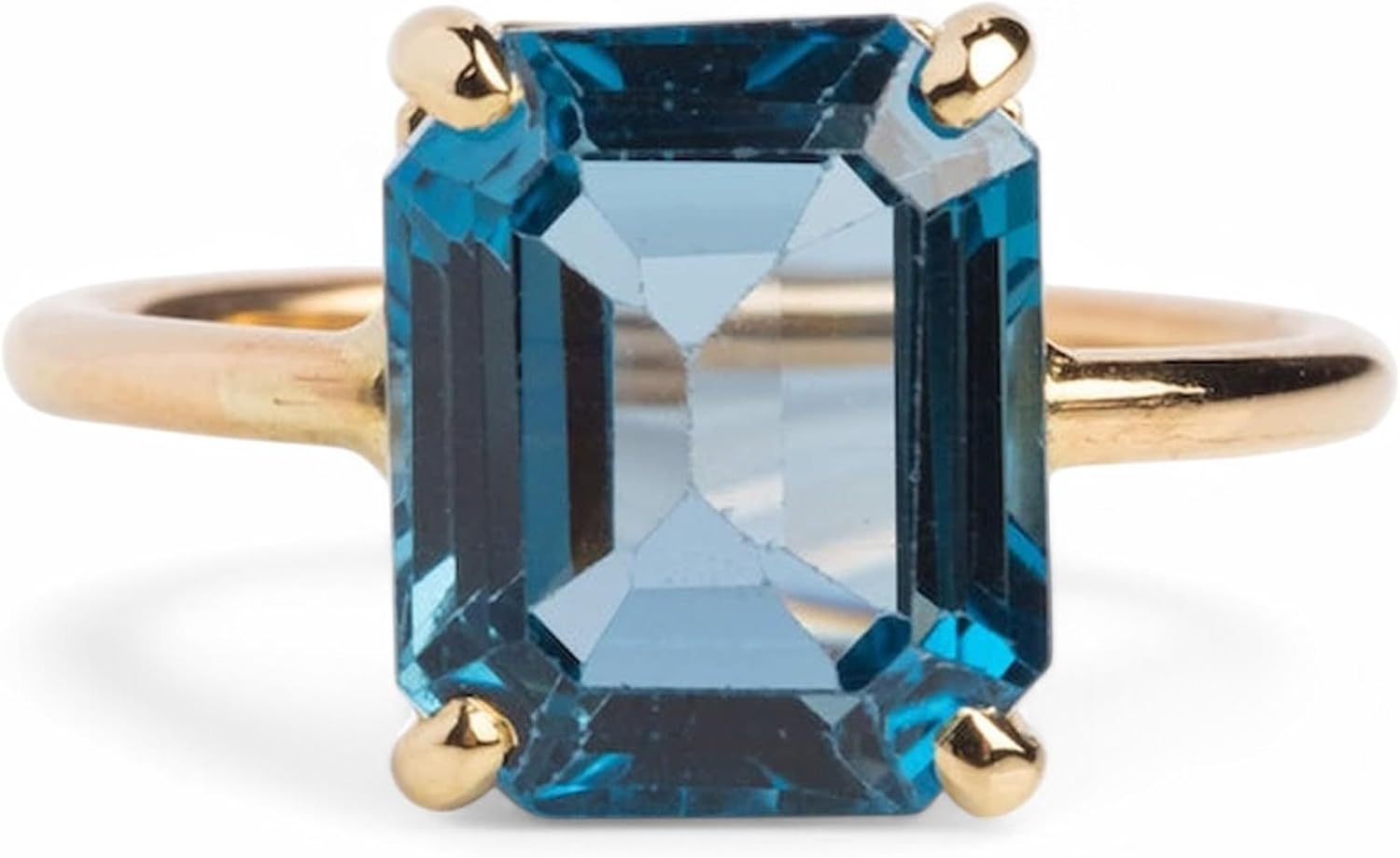 London Blue Topaz Emerald Cut Solitaire Ring - 14K Rose Gold Bridal Wedding Ring, November Birthstone Anniversary Jewelry Gift for Women, Engagement, Mother’s Day