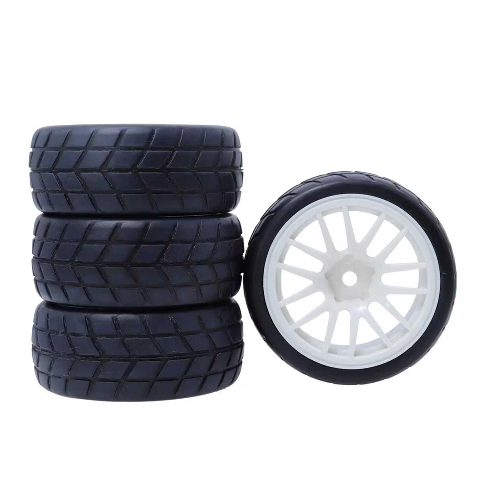Per HPI Per Traxxas Per TRX4 Per Sakura Per D4 Per TT01 Touring Car 4PCS 1/10 RC Pneumatici Per Auto On-road Bianco Wheel Rim Hub 64mm Pneumatici 12mm Hex Ruote