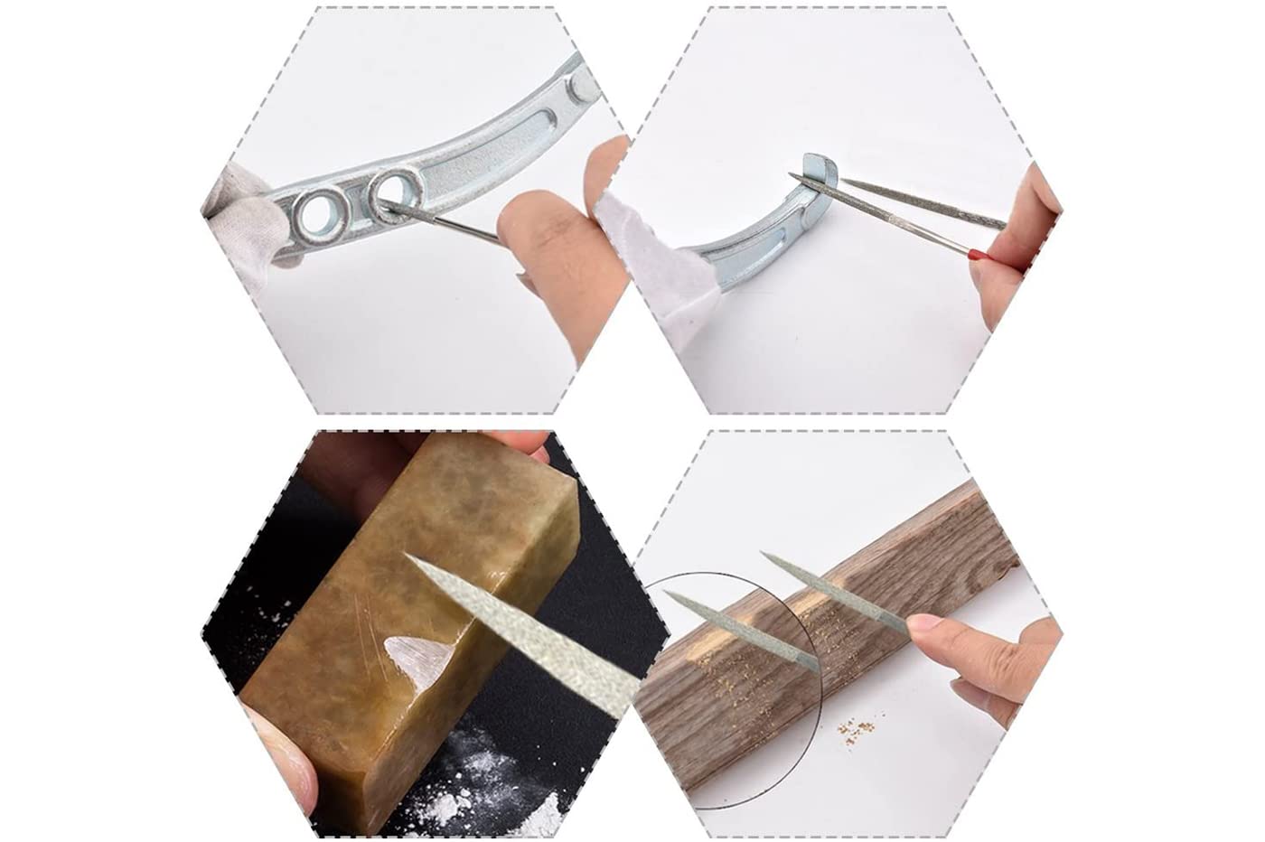 Set 10 Lime ad Ago di Precisione Diamantate 160mm Raspe per Metallo Legno