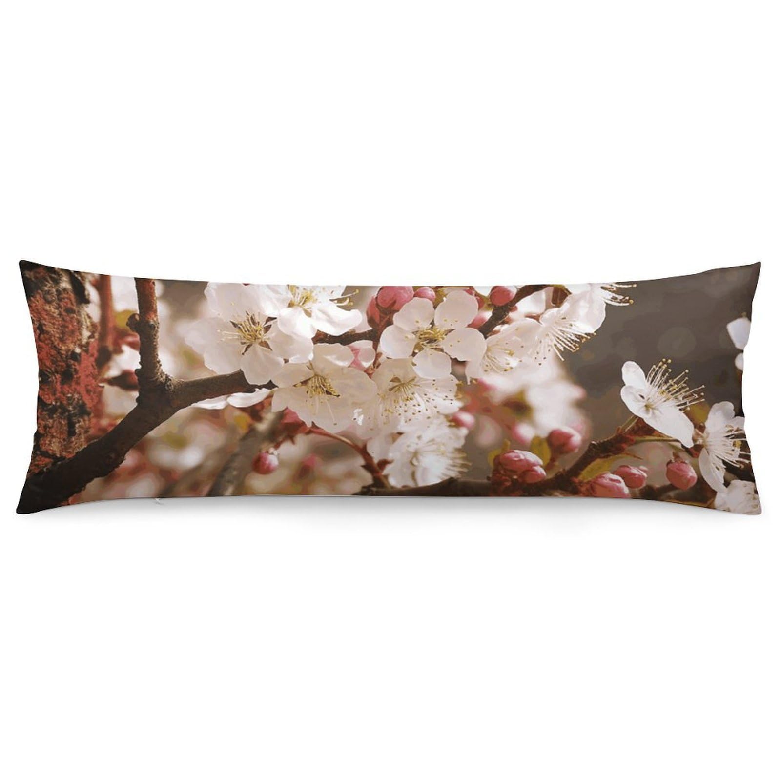 2 Pack Pillow Cases for Hair and Skin, Soft Breathable Pillow Case Covers with Hidden Zipper, Plum Tree Blossom Pillowcase 20"x54" Pillow Covers for Sleeping Gift