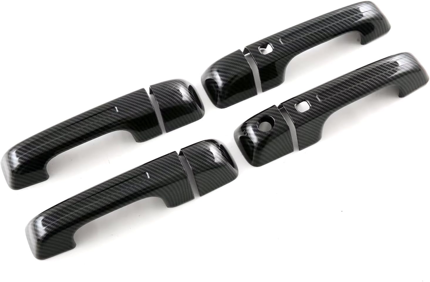 for Dodge Ram 1500 TRX 2021-2023 Carbon Fiber Black Side Door Handle Cover Trim with Smart Hole 8pcs Car Accessories