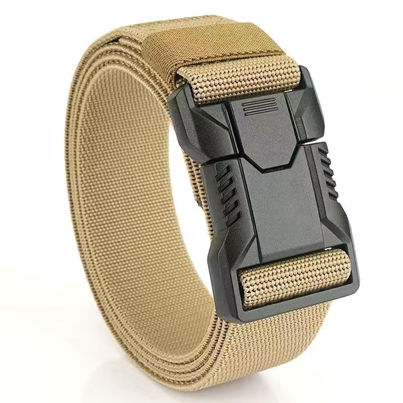 Tactical Nylon Web Belt, Military Style Quick-Release Buckle, Canvas Elastic Belt, Black Grey Khaki2