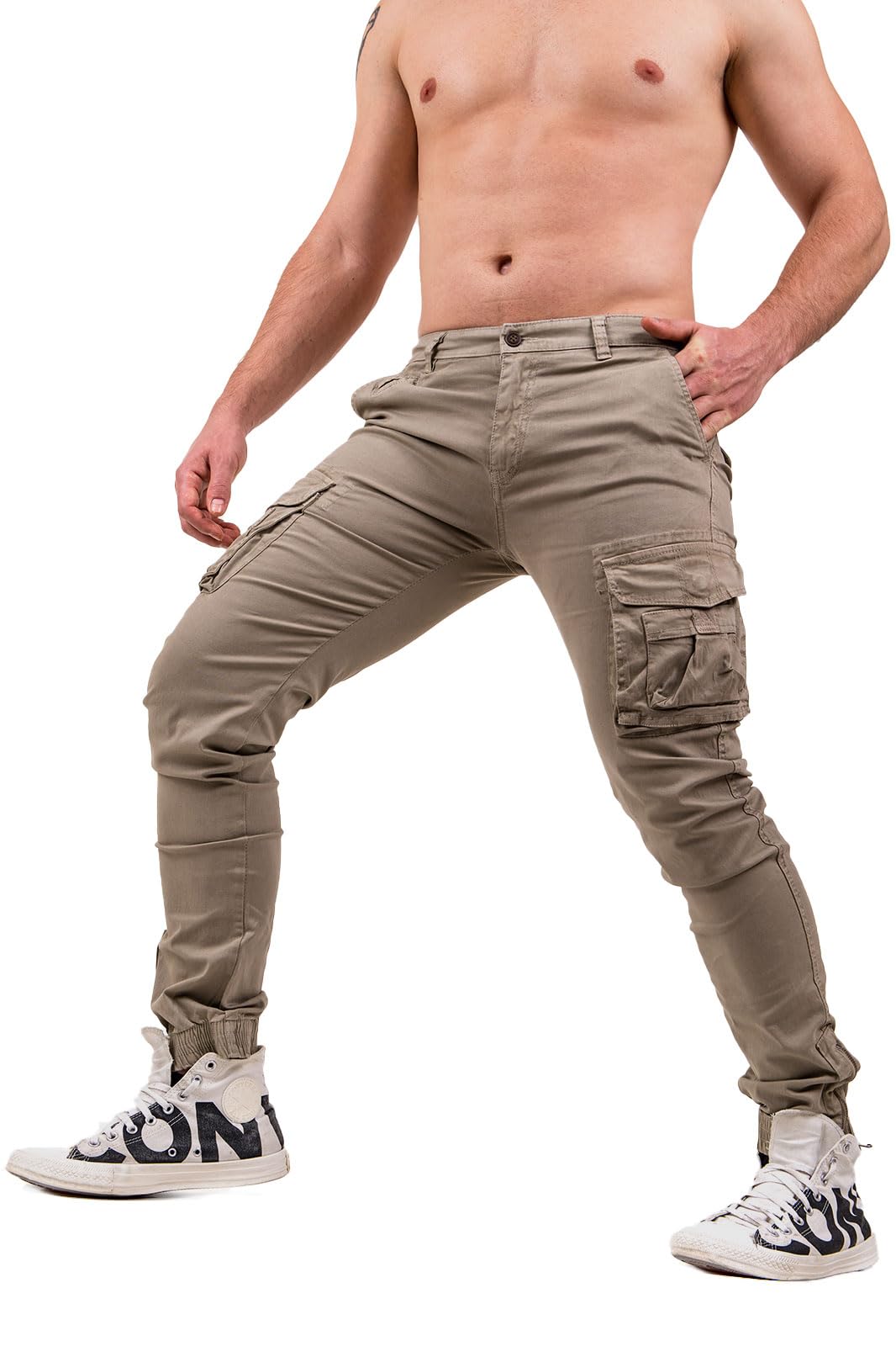 Instinct Pantaloni Cargo Uomo Pantaloni Uomo con Tasche Laterali Pantalone Uomo Tasconato Pantaloni Uomo Cargo Militari Casual Uomo Pantaloni Multi Tasca Cotone Slim Fit