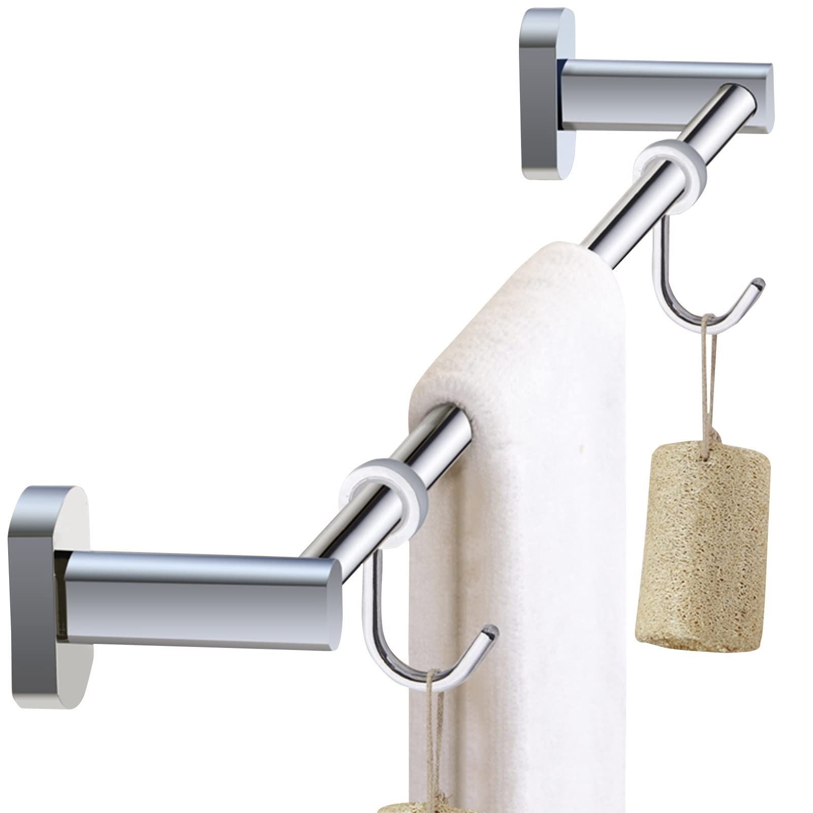 LMYSXAOZ Wall Mounted Single Towel Bar Rail，All Copper Silver for Kitchen and Bathroom，30cm-100cm Large Size Rack,Polished Finish (Size : 40cm)