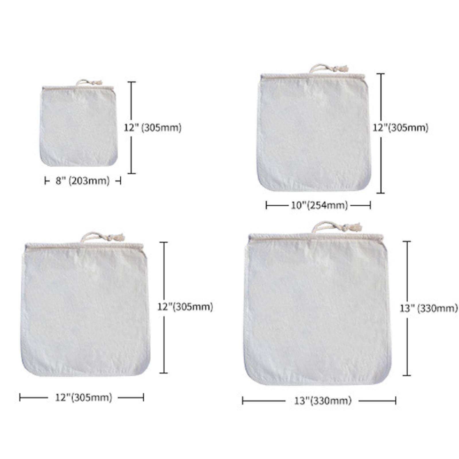 WLLHYF Confezione Da 3 Sacchetti Per Latte Di Noci In Cotone - Filtro Per Alimenti, Yogurt, Formaggio, Birra - Riutilizzabili, A Maglia Fine, 2 Dimensioni