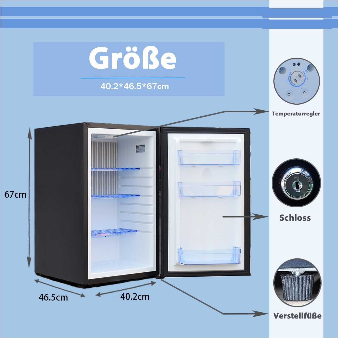 Camping Kühlschrank 12V 230V, Campingkühlschränke 50L, Wohnmobil Kühlschrank für Camping, Auto, Zimmer, Einfache Installation und Reinigung, Schwarz