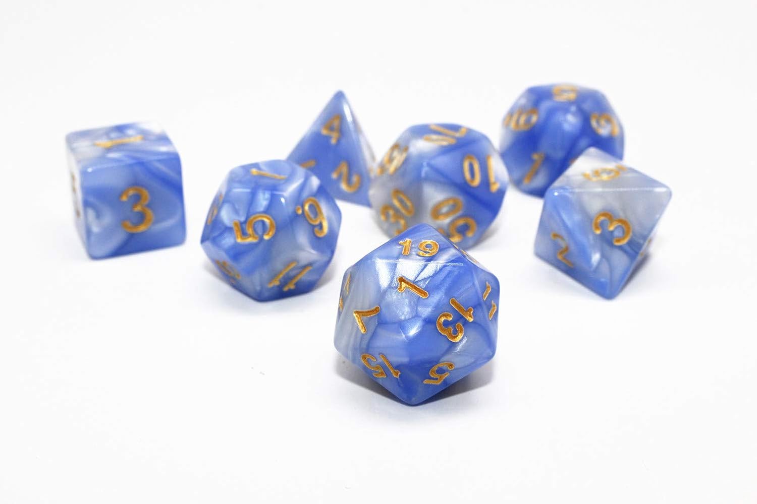 DND Dice Set RPG Blue & White Polyhedral Dice Fit Dungeons and Dragons(D&D) Pathfinder MTG Tabletop Role Playing Dice with Dice Pouch