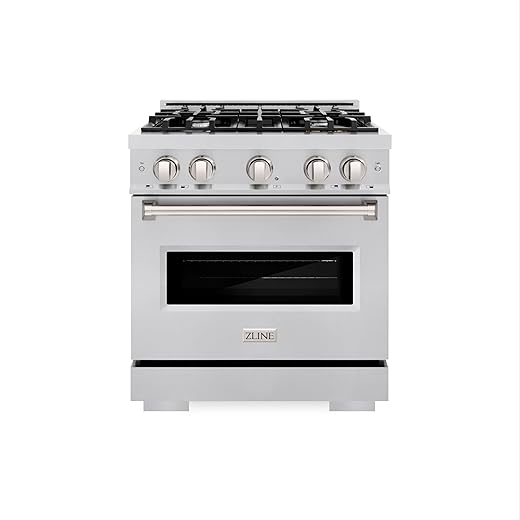 ZLINE 30 in. 4.2 cu. ft. Classic Dual Fuel Range with 4 Burner Gas Cooktop and Electric Convection Oven in Stainless Steel (CDR30)