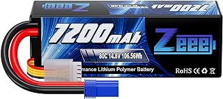 Zeee 4S Lipo Battery 7200mAh 14.8V 80C with EC5 Connector Hard Case RC Battery for Car Truck Tank RC Buggy Truggy Racing Hobby
