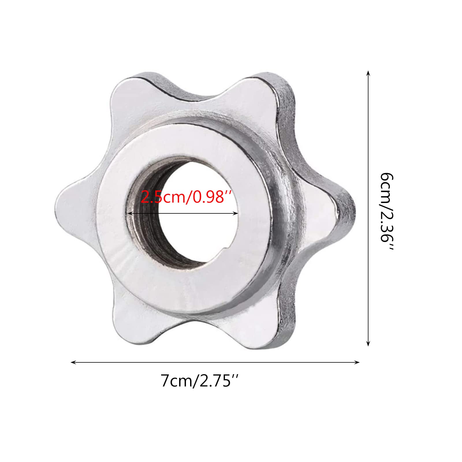 4 Chiusure A Stella Per Bilanciere 25mm - Dadi Esagonali Antiscivolo Per Manubri E Pesi - Foto 5