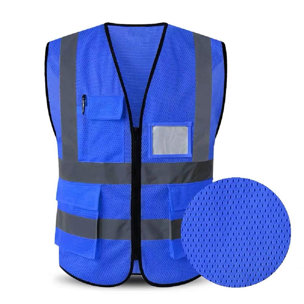 HYCOPROT High Visibility Mesh Safety Reflective Vest with Pockets and Zipper, Meets ANSI/ISEA Standards