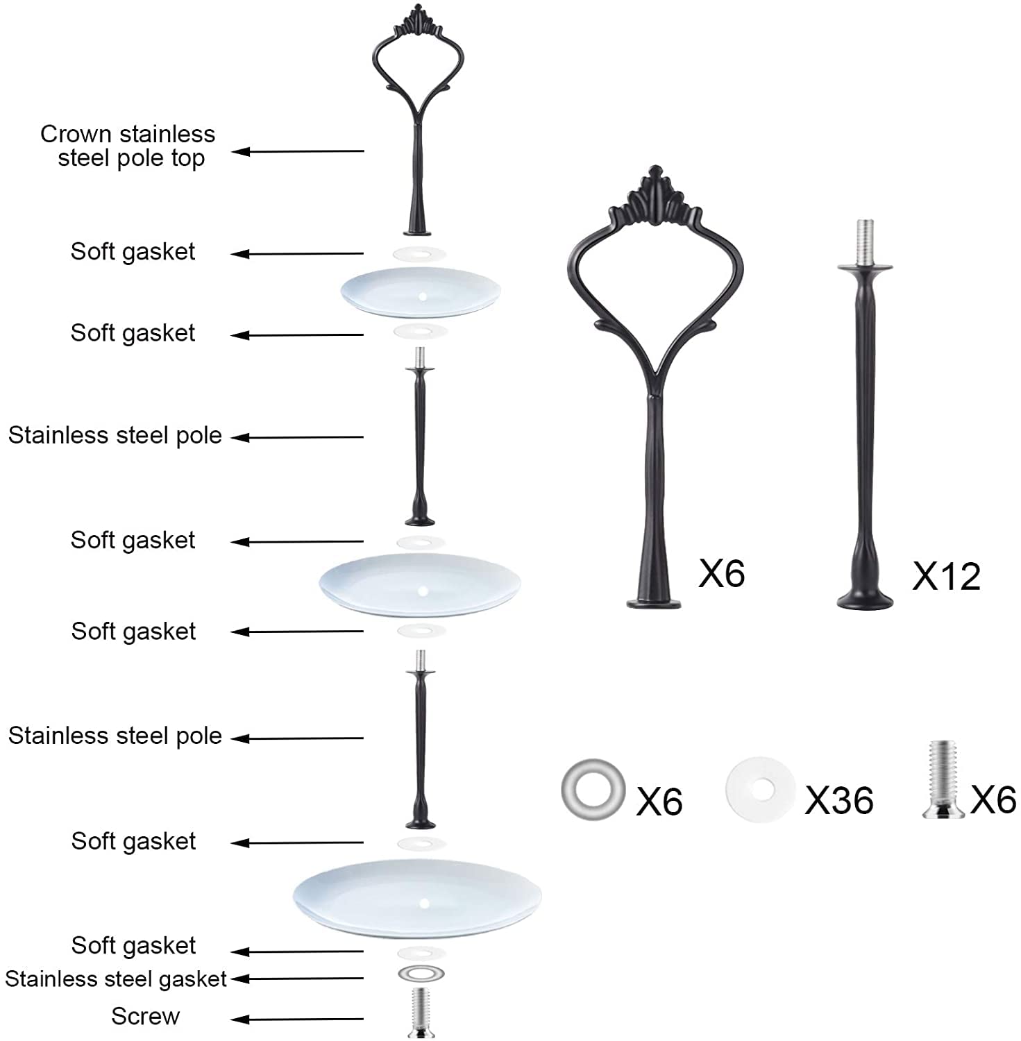 MSDADA 6 Set Cake Stand Fittings Kits - Image 3