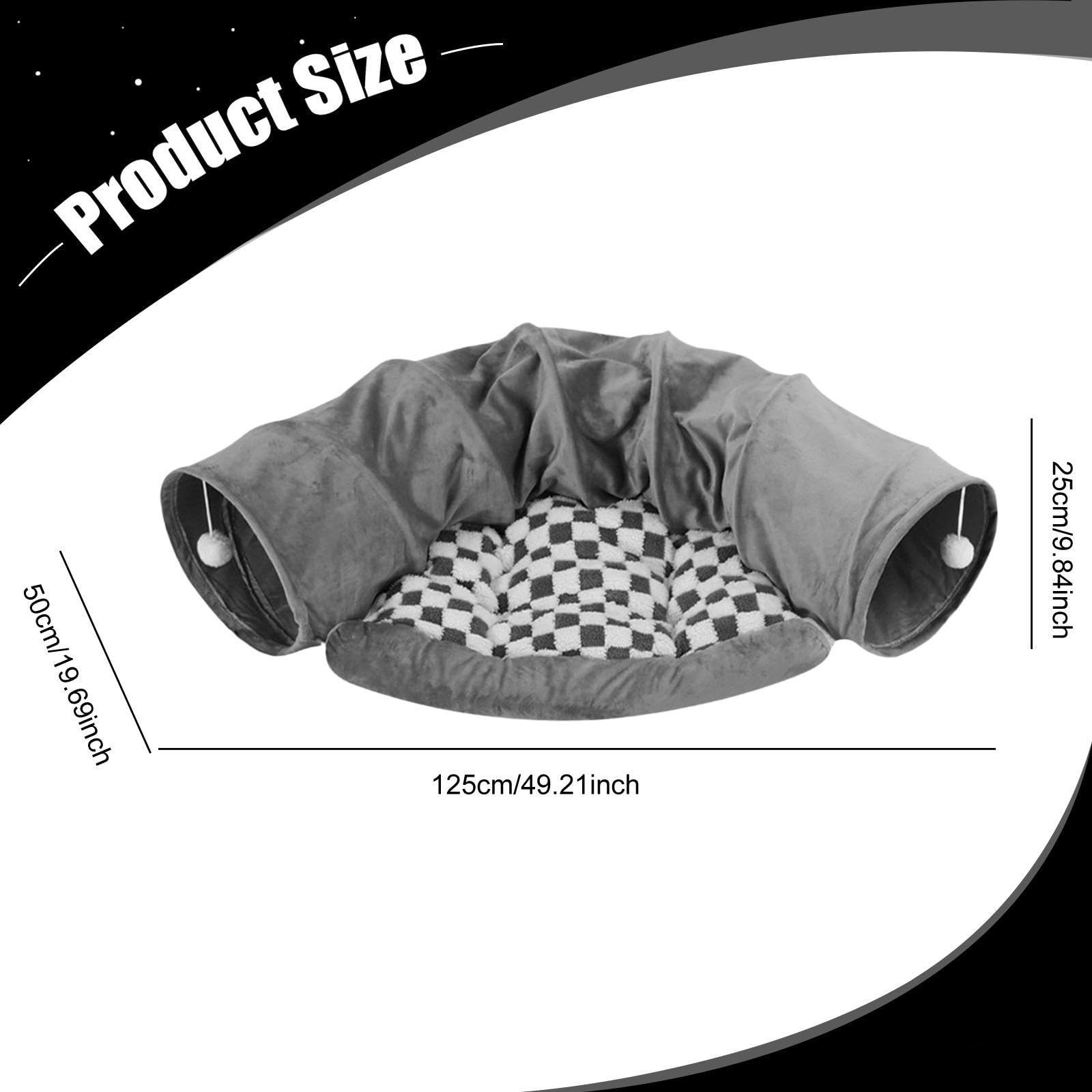 Tunnel et Lit 2 en 1 pour Chat, Centre D'activités Doux pour Chats D'intérieur et Lapins.
