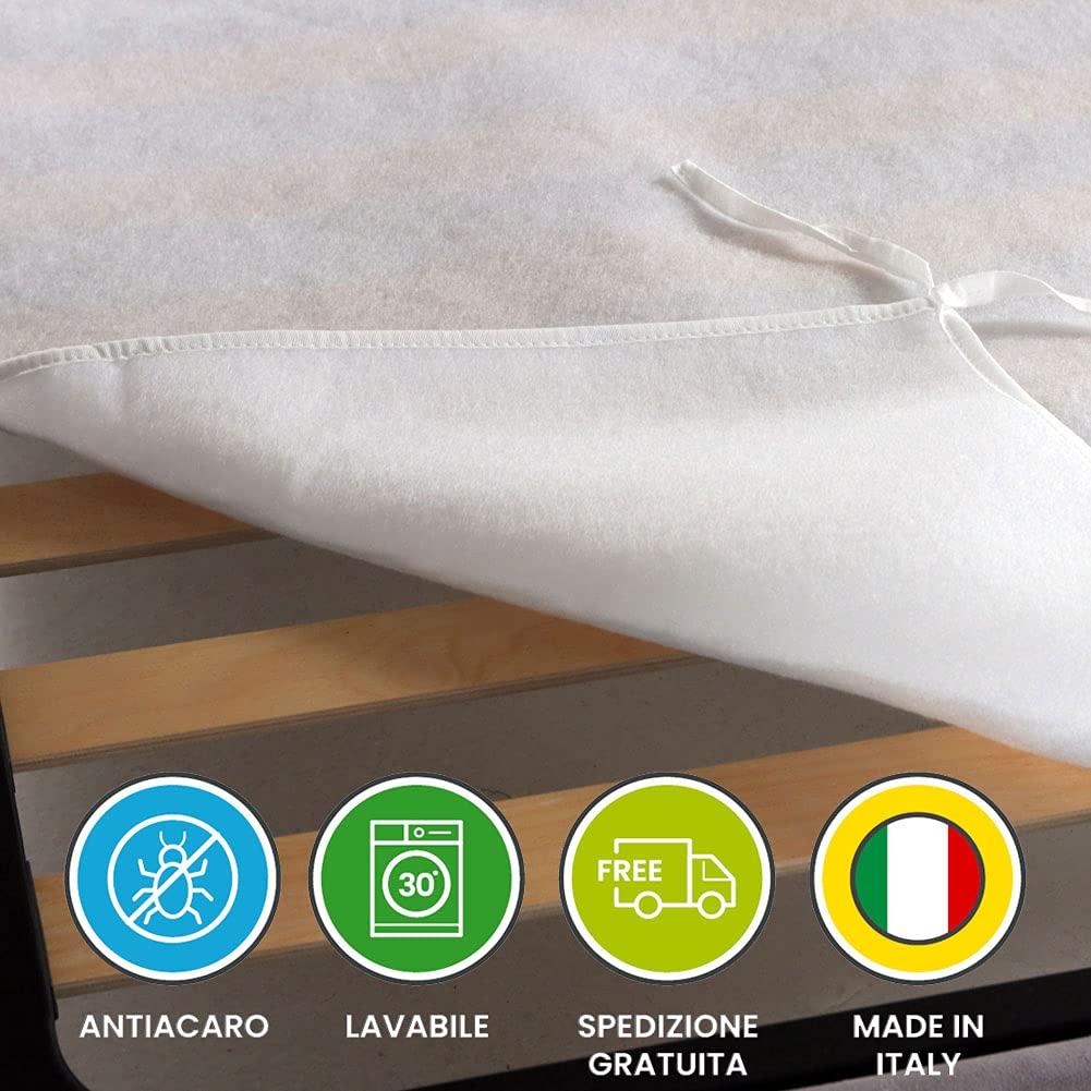 Coprirete in feltro che protegge il tessuto del materasso a contatto con la rete, Anallergica. Impedisce l'eventuale movimento tra Rete e materasso - COPRIRETE MADE IN ITALY matrimoniale 165x195