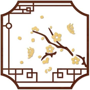 XPLKQXE 3D Chinese Classical Window Grille Peel & Stick Wall Art,Self-Adhesive Acrylic Decal,Wall Decor for Home Commercial Decor,Instant Asian-Inspired WallBrown-C,80x80cm