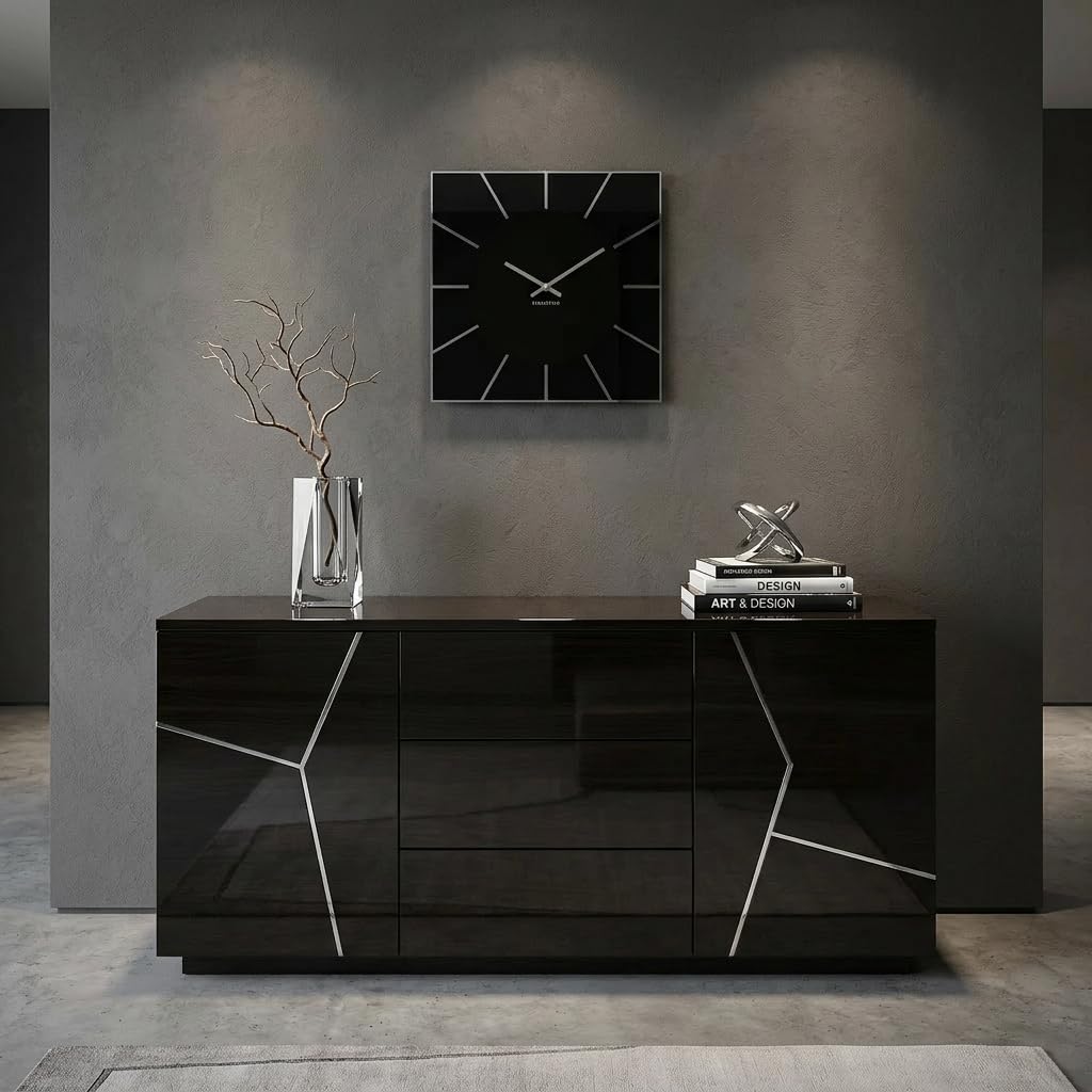 FLEXISTYLE Wanduhr 30cm modern schwarz leise große Wanduhren Design küchenuhr Wand Uhr wanduhr groß wanduhr schwarz wall Clock Badezimmer stilvoll Wohnzimmer