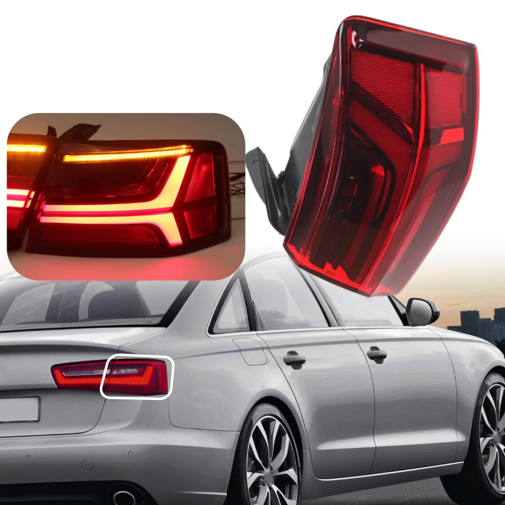 Riloer Luce per rimorchio a LED, set di luci per rimorchio con indicatore di direzione e luce di stop, compatibile con Audi A6 C7 Berlina (facelift) 2015-2018, destra