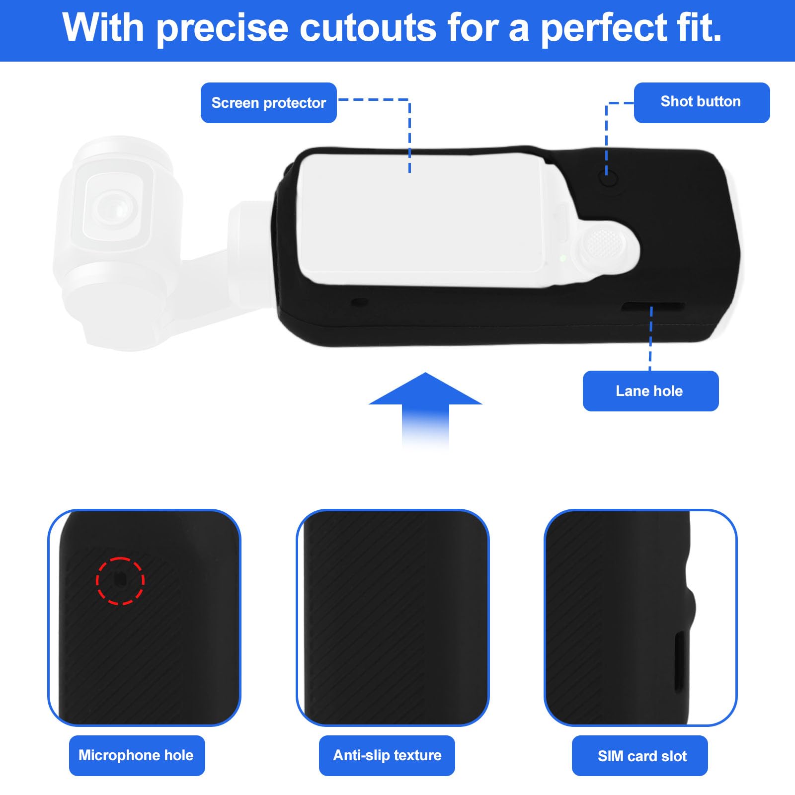 Silikonowa Obudowa dla DJI Osmo Pocket 4, Miękka Osłona Ochronna ze Hartowanym Szkłem Ochrony Ekranu i Obiektywu & Smycz Akcesoria do Kamery DJI Osmo Pocket 4