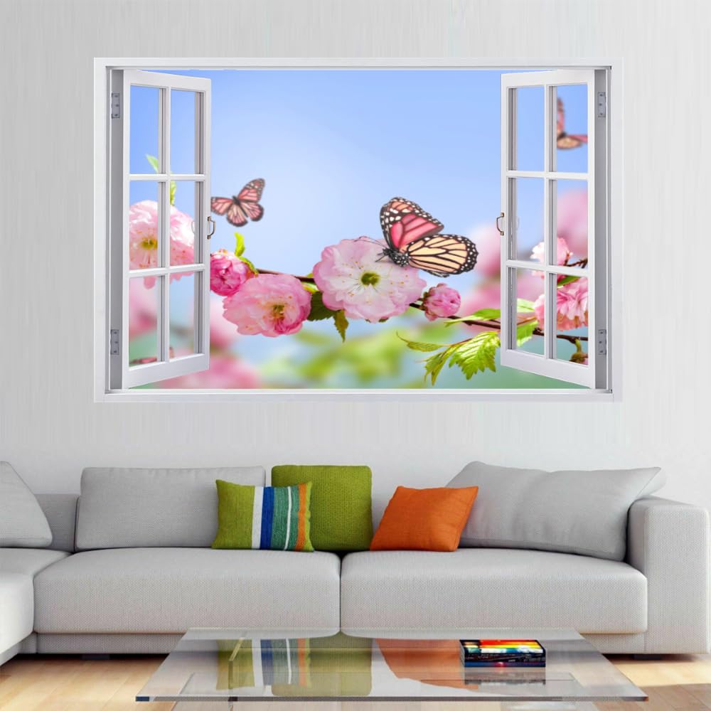 Calcomanía Rota 3D, Mariposa Adhesivo Extraíble De Vinilo Para Despegar Y Pegar, Tatuaje De Pared Niñas Niños Dormitorio Guardería Habitación Decoración Para El Hogar 110x70cm