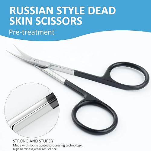 Miniatura 6 de Tijeras de cutícula para mujeres y hombres, curvadas de acero inoxidable con punta de aseo, cuchillas de manicura, uñas para piel seca (3)