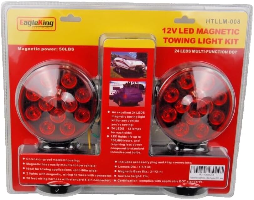 Eaglestar 12V LED Magnetic Towing Trailer Light Kit 24 LEDS Multi-Function DOT