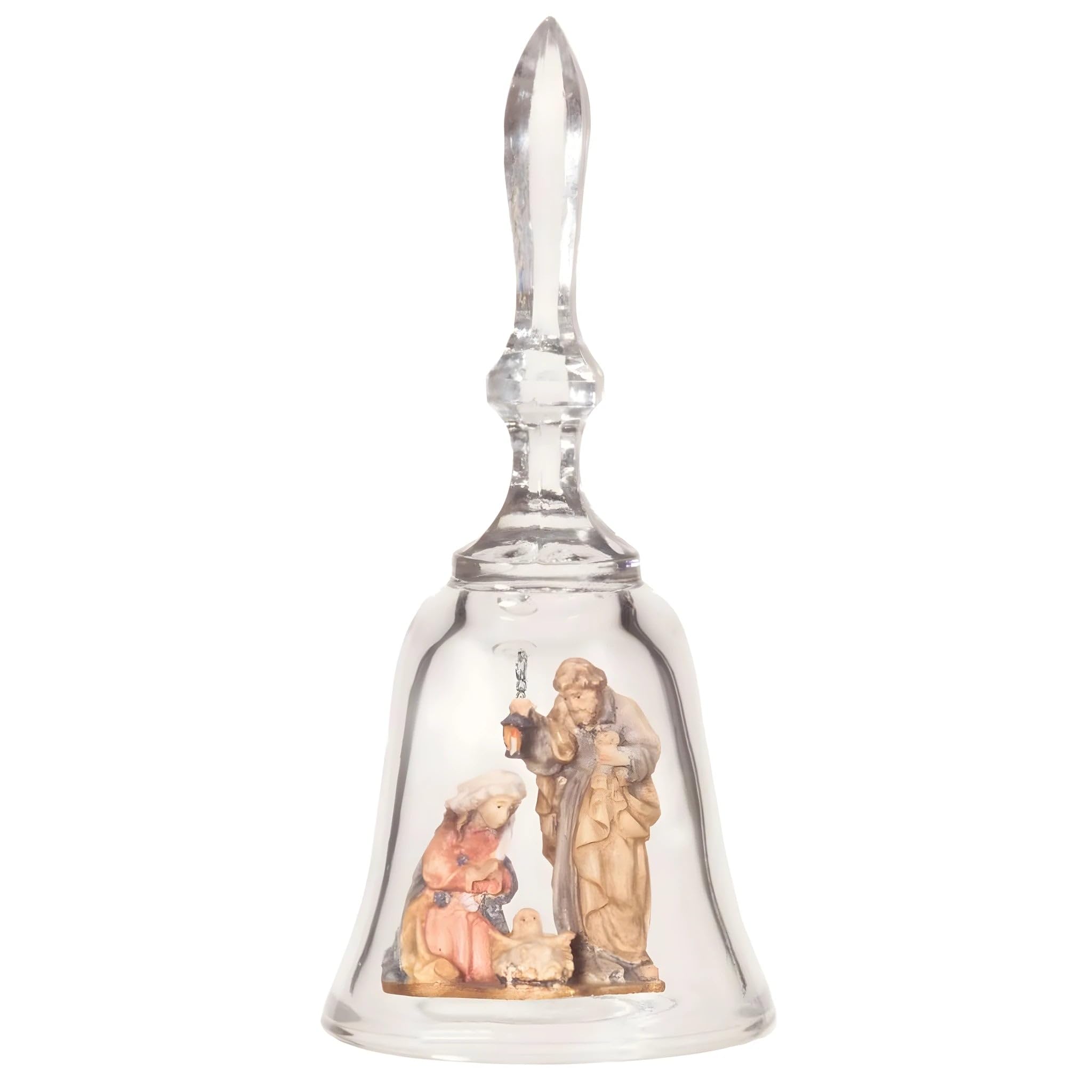 Dolfi | Crystal Bell with Weight 20 cm | Natural Wood in Val Gardena | Nativity Figure