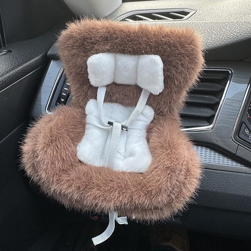 Accessories for Dolls，Safety seat，Car Seat, Doll Sofa, Car Decoration Sofa, Air Vent Clip and Desktop Stand，Suitable for 17cm Doll（no Dolls） (Brown)