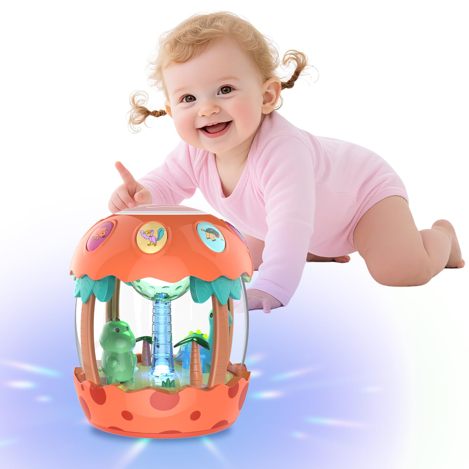 m zimoon Baby Spielzeug ab 6 Monate, Drehender Projektor Kinderspielzeug mit Licht & Musik, Kinder Geschenke für ab 6-18 Monate Lernspielzeug für Kleinkind, Musikspielzeug ab 1 2 Jahr mädchen Jungen