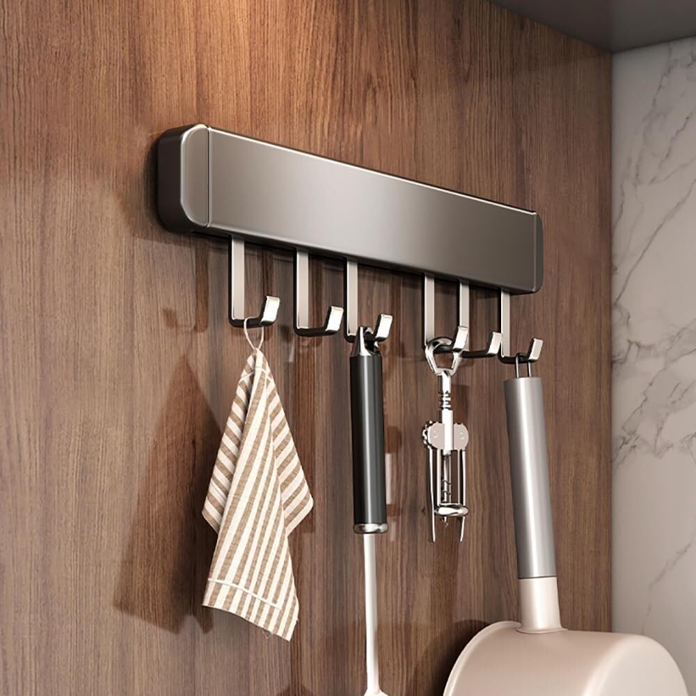Kitchen utensils holder，Kitchen hooks， Kitchen Utensil Holder Hooks, Utensil Hanging Racks Wall Mounted, Self Adhesive Under Cabinet Tools Hanger Organizer Hook Punch for Kitchen BathroomWith 10 Hooks