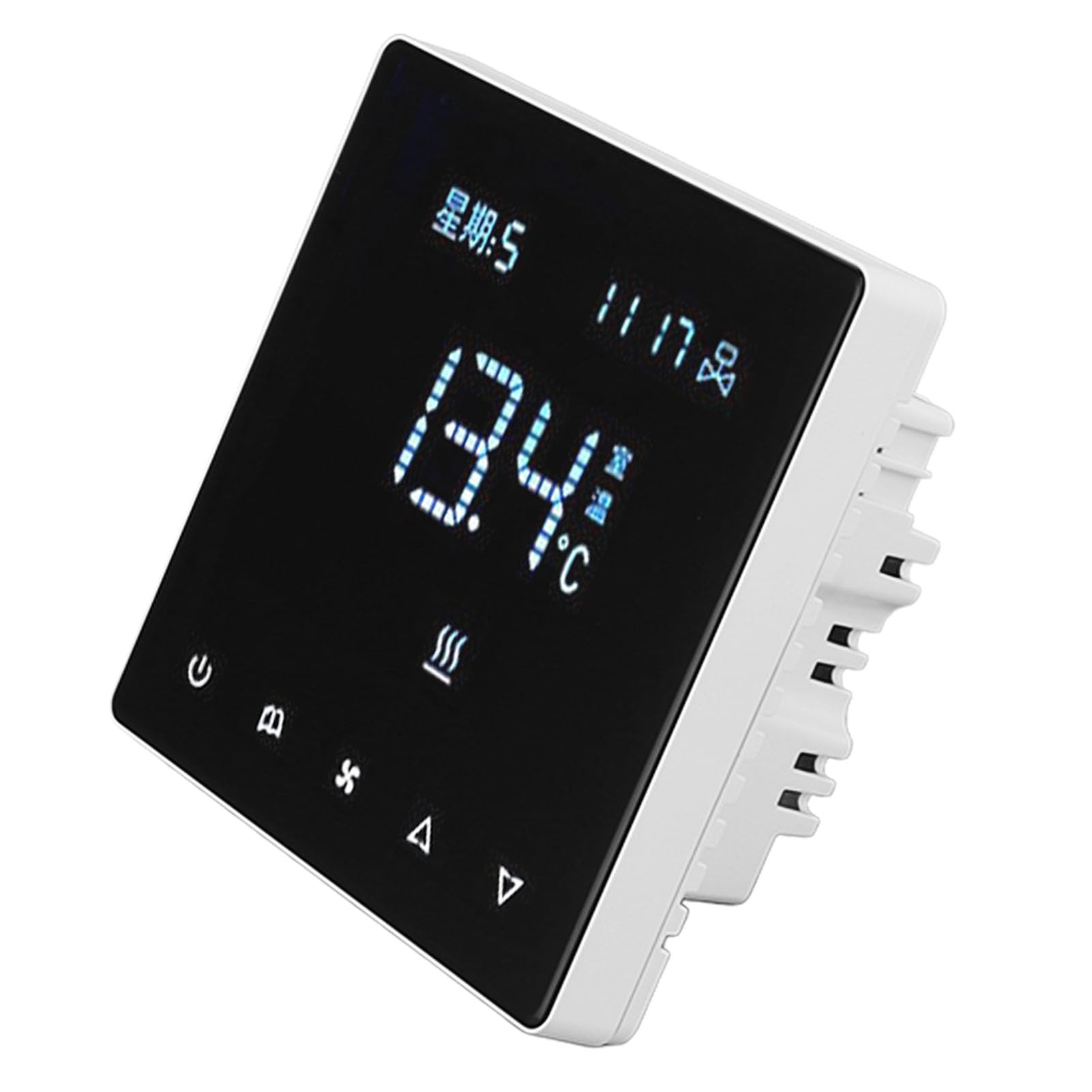 Fdit Termostato WiFi Inteligente, Programable 5-1 para Aire Acondicionado y Suelo Radiante, con Control Remoto por App, 5-45C, 1.5W, AC 220V, No Requiere Cable C