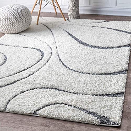 Image of Modern Shaggy Carpet (Ivory, Polypropylene, 4x6 Feet)